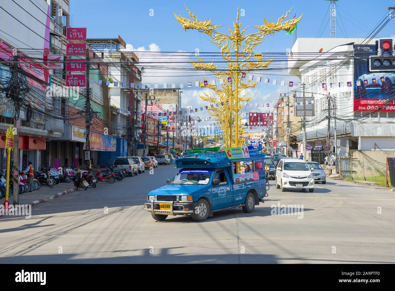 CHIANG RAY, THAILAND - Dezember 15, 2018: Blau sonego auf Stadt Straße an einem sonnigen Tag Stockfoto