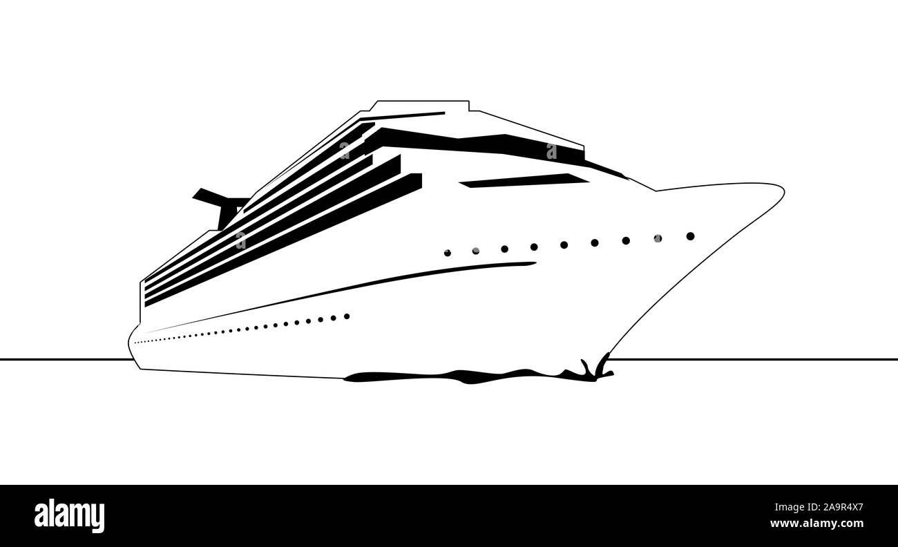 Eine schwarz-weiße Grafik Kreuzfahrtschiff Stockfoto