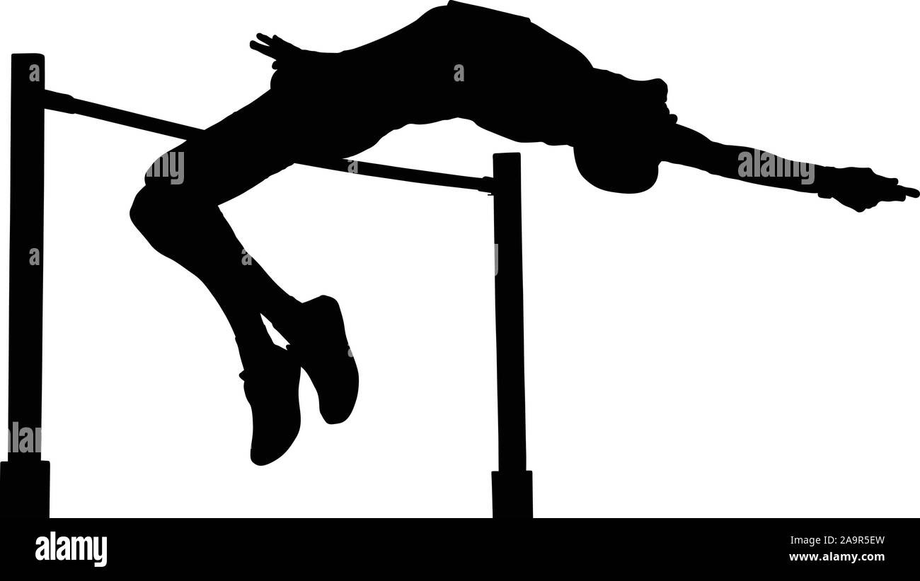 Männer Hochspringer Hochsprung schwarze Silhouette Stock Vektor