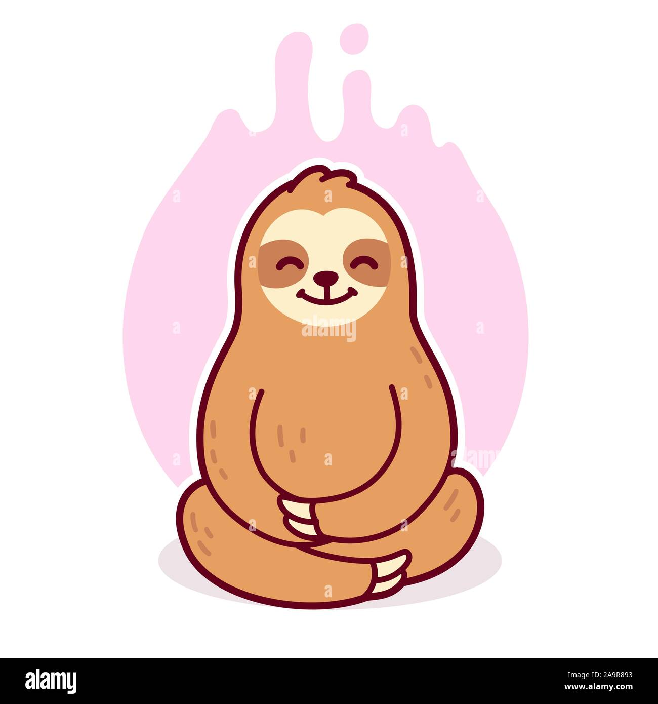 Cute cartoon Trägheit der Meditation im Lotussitz. Einfache Karikatur Zeichnung der Trägheit in der Meditation zu sitzen. Vector clip art Illustration. Stock Vektor