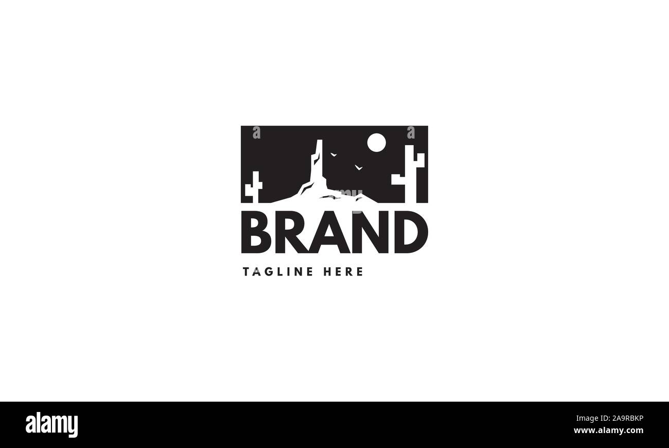 Vektor Logo, auf dem ein abstraktes Bild von einer Wüstenlandschaft. Stock Vektor