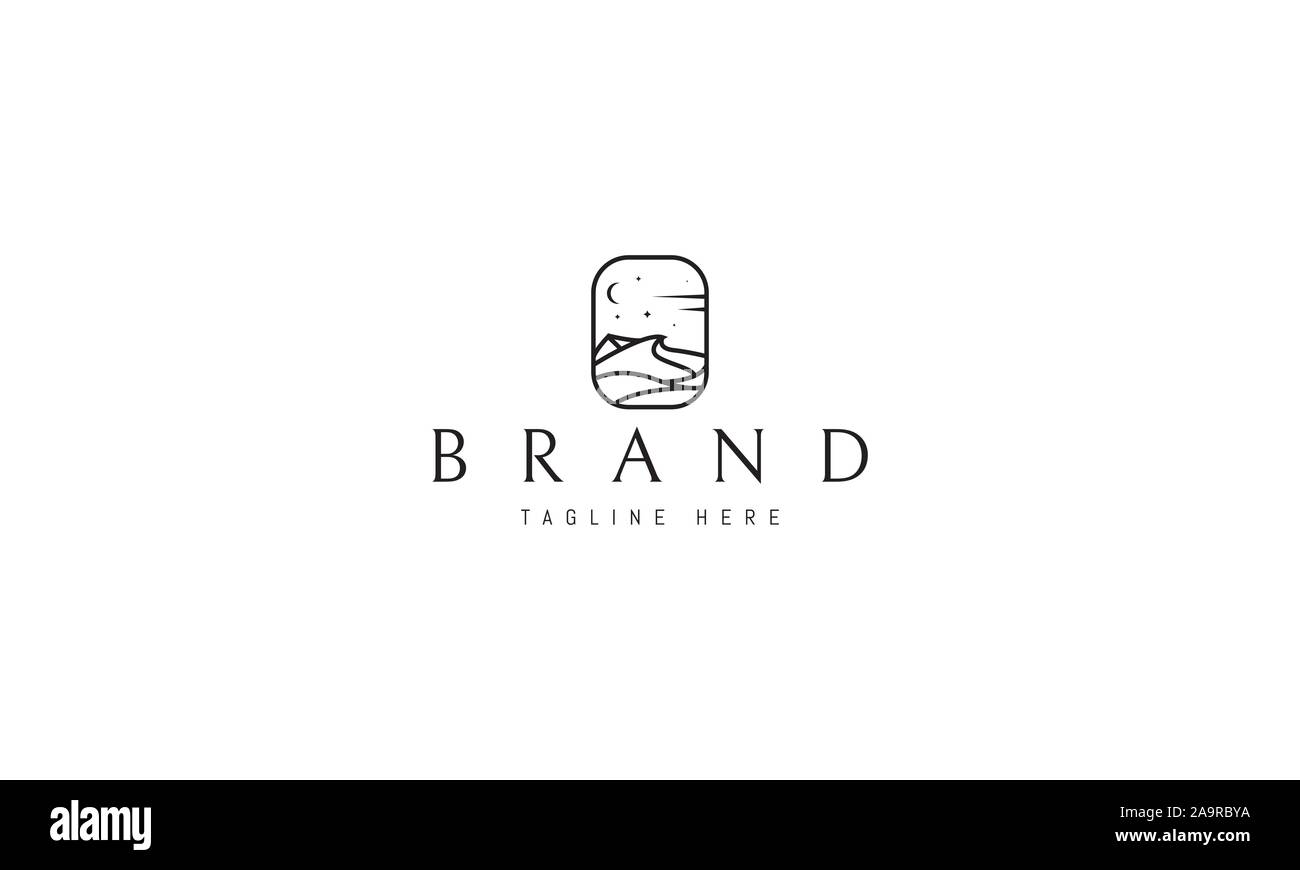 Vektor Logo, auf dem ein abstraktes Bild von einer Wüstenlandschaft in einem linearen Stil. Stock Vektor