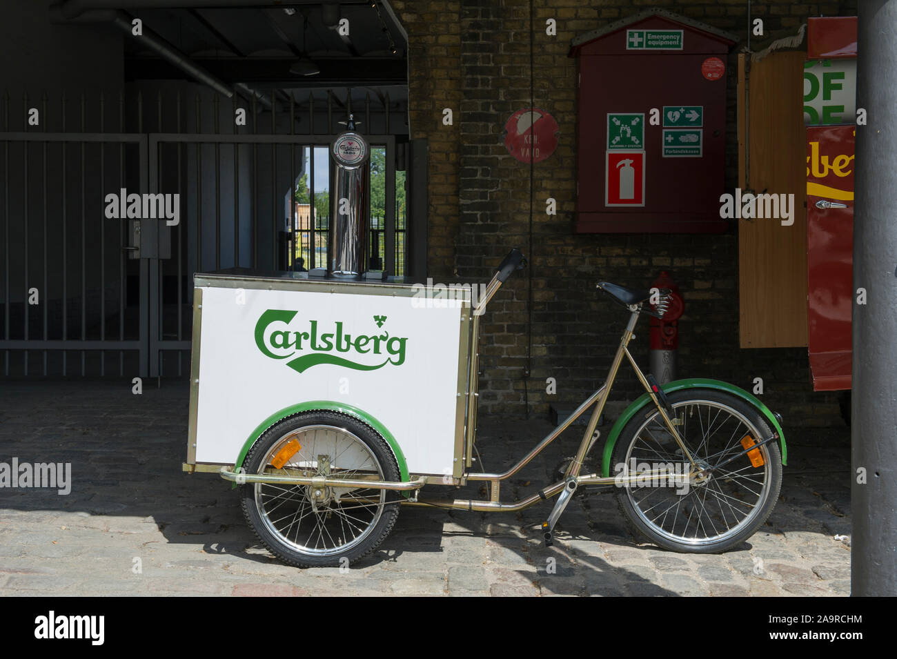 Ein Dreirad an der Brauerei Carlsberg, Kopenhagen, Dänemark Stockfoto