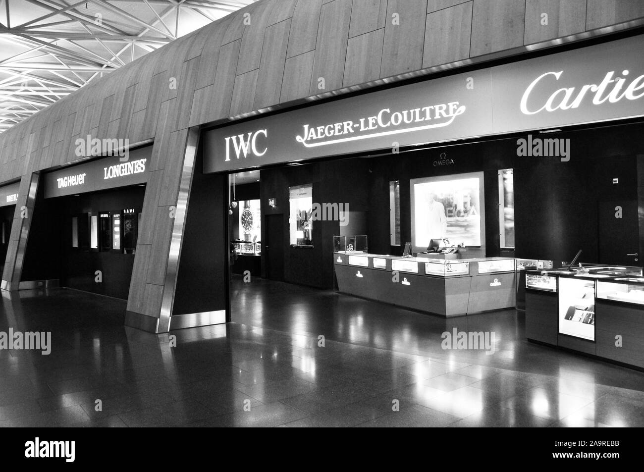 Zürich - Flughafen: Duty Free, Schmuck und Uhren Shops Stockfoto