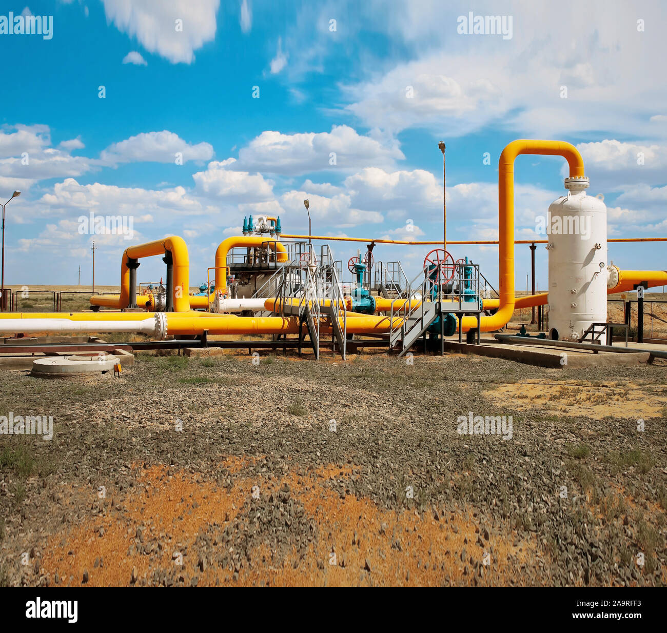 Gas- und Dosierstation. Gewerbliche Gas Accounting Knoten. Stockfoto