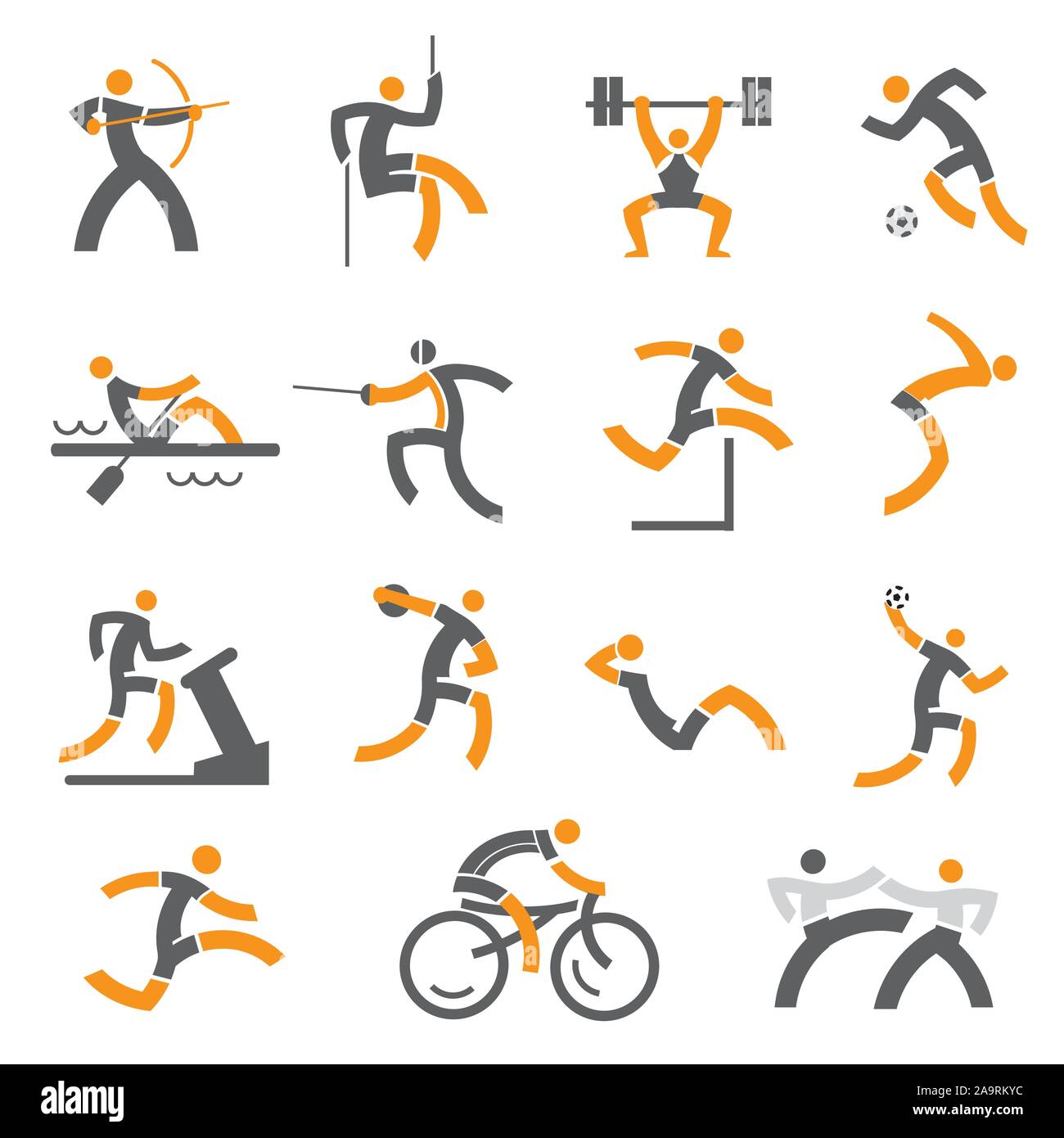 Sport Fitness Symbole. Set aus bunten sport Icons. Auf weissem Hintergrund. Vector zur Verfügung. Stock Vektor