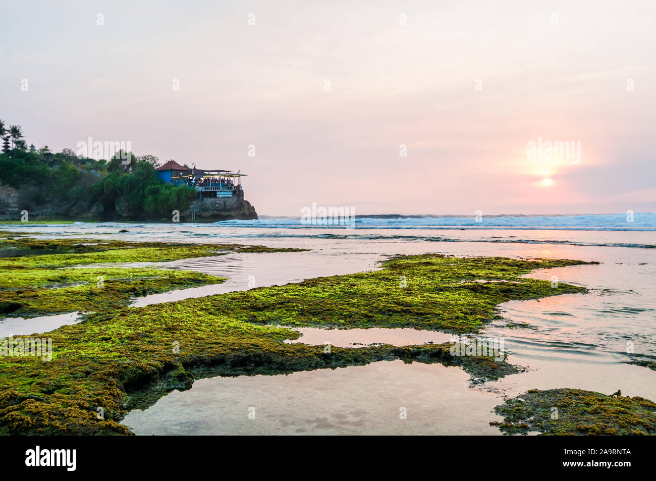 Sonnenuntergang, geheime Point Beach, Nusa Ceningan, Bali, Indonesien Stockfoto