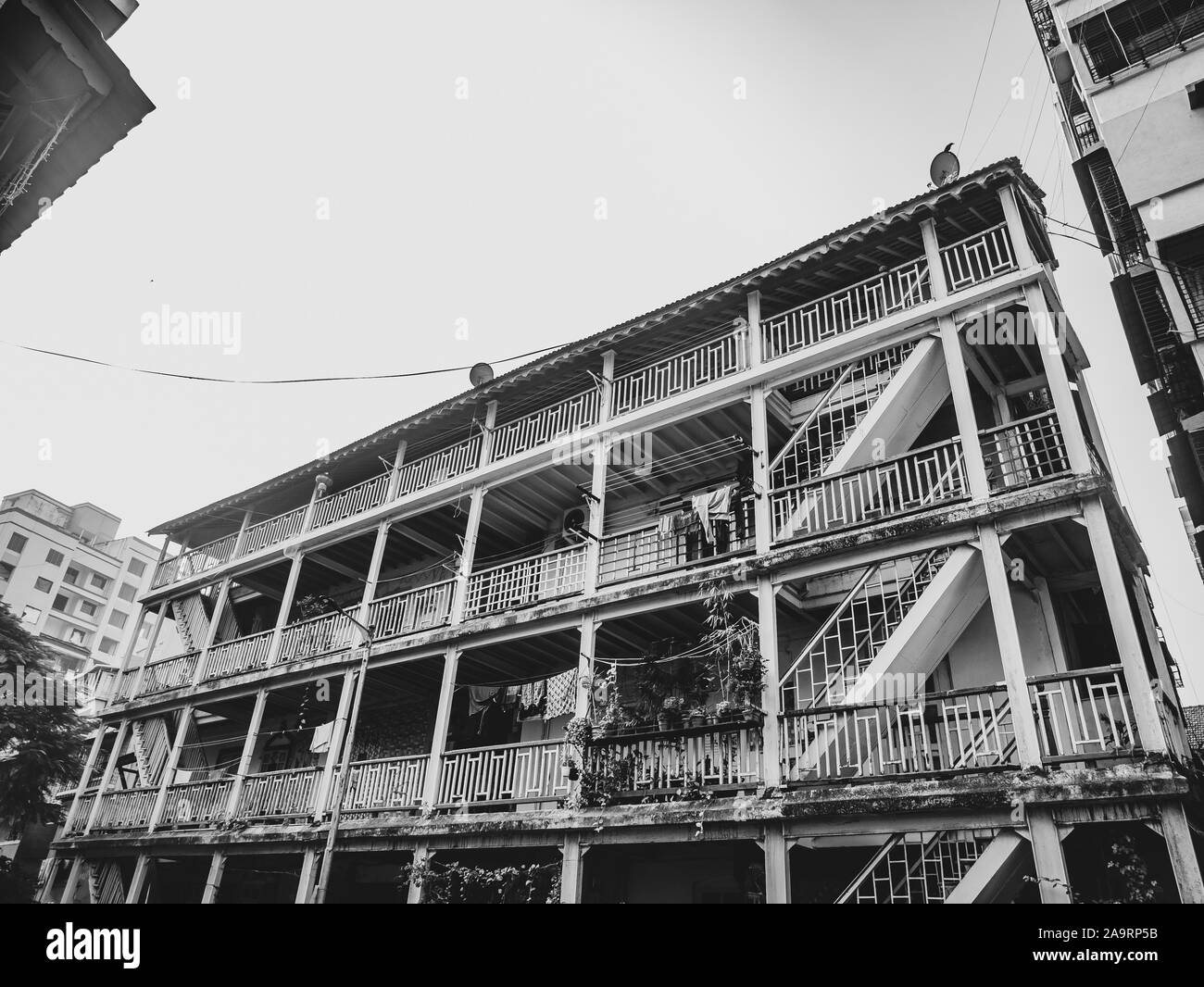 Erbe Chawal in einer Fahrspur Khotachiwadi in South Mumbai Stockfoto