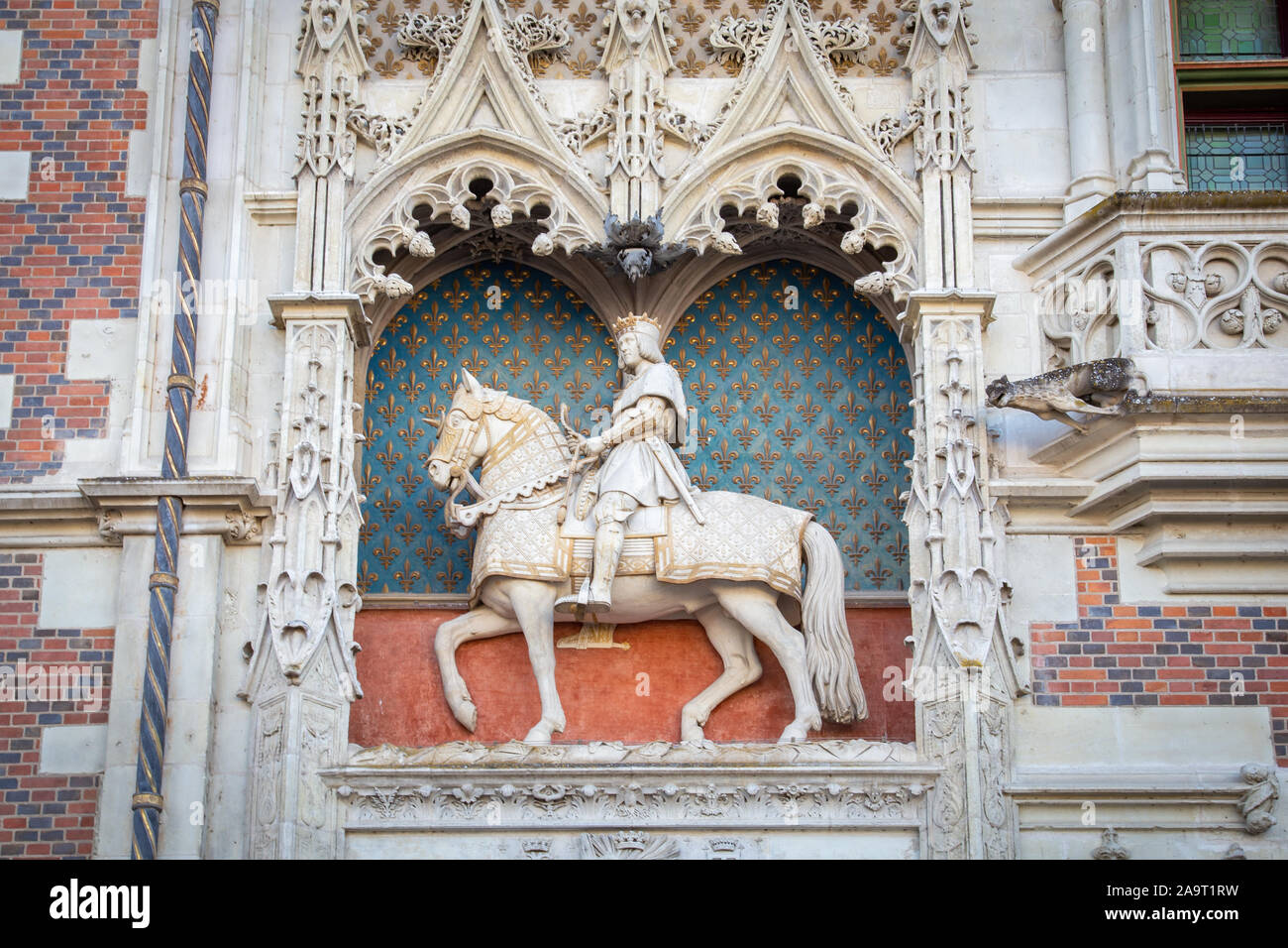 Die Statue von König Ludwig XII. am Eingang zum Château de Blois. Loire Tal, Frankreich Stockfoto