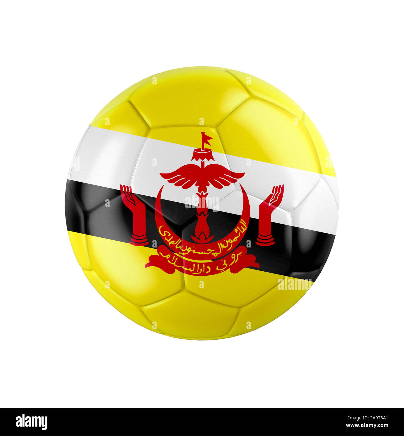 Fußball-Fußball-Kugel mit Flagge Brunei Stockfoto