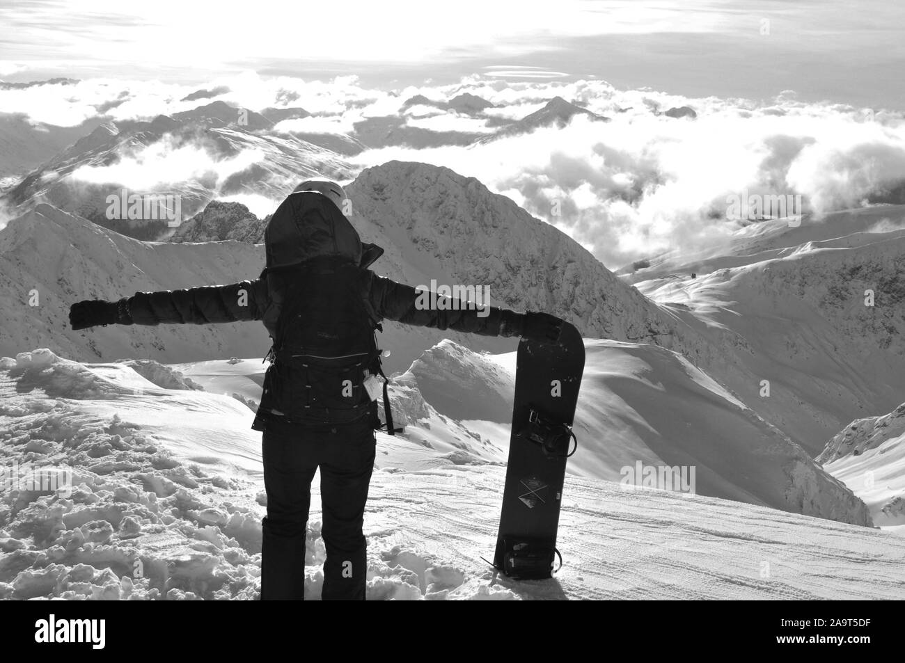 Atemberaubende Aussicht von den Schweizer Alpen ab Weissfluhjoch in der berühmten Wintersport Region Davos-City Stockfoto