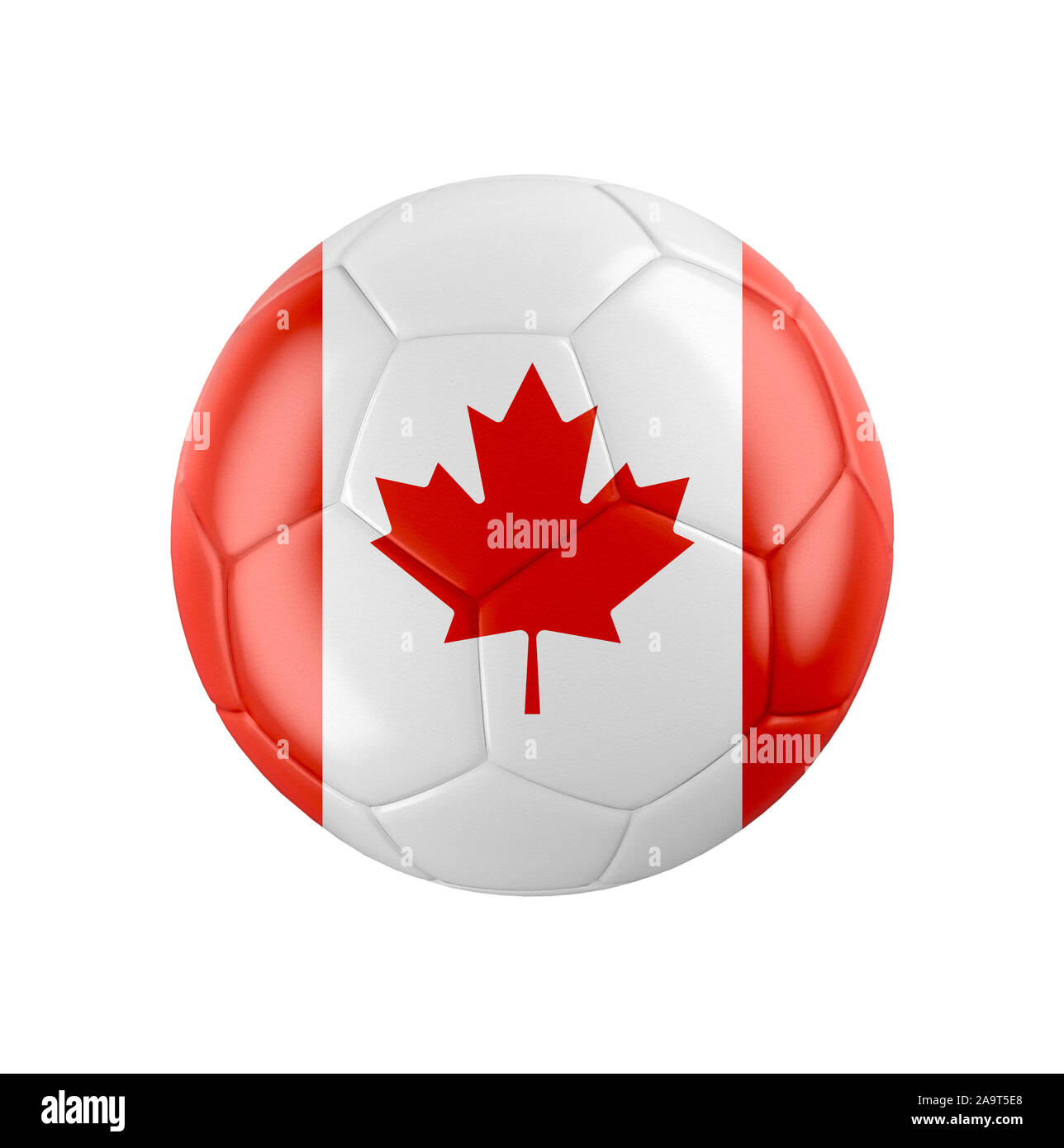 Fußball-Fußball-Kugel mit Flagge von Kanada Stockfoto