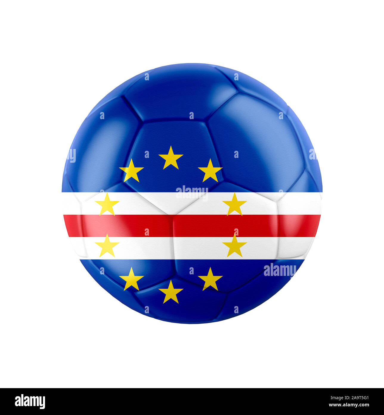 Fußball-Fußball-Kugel mit Flagge von Kap Verde Stockfoto