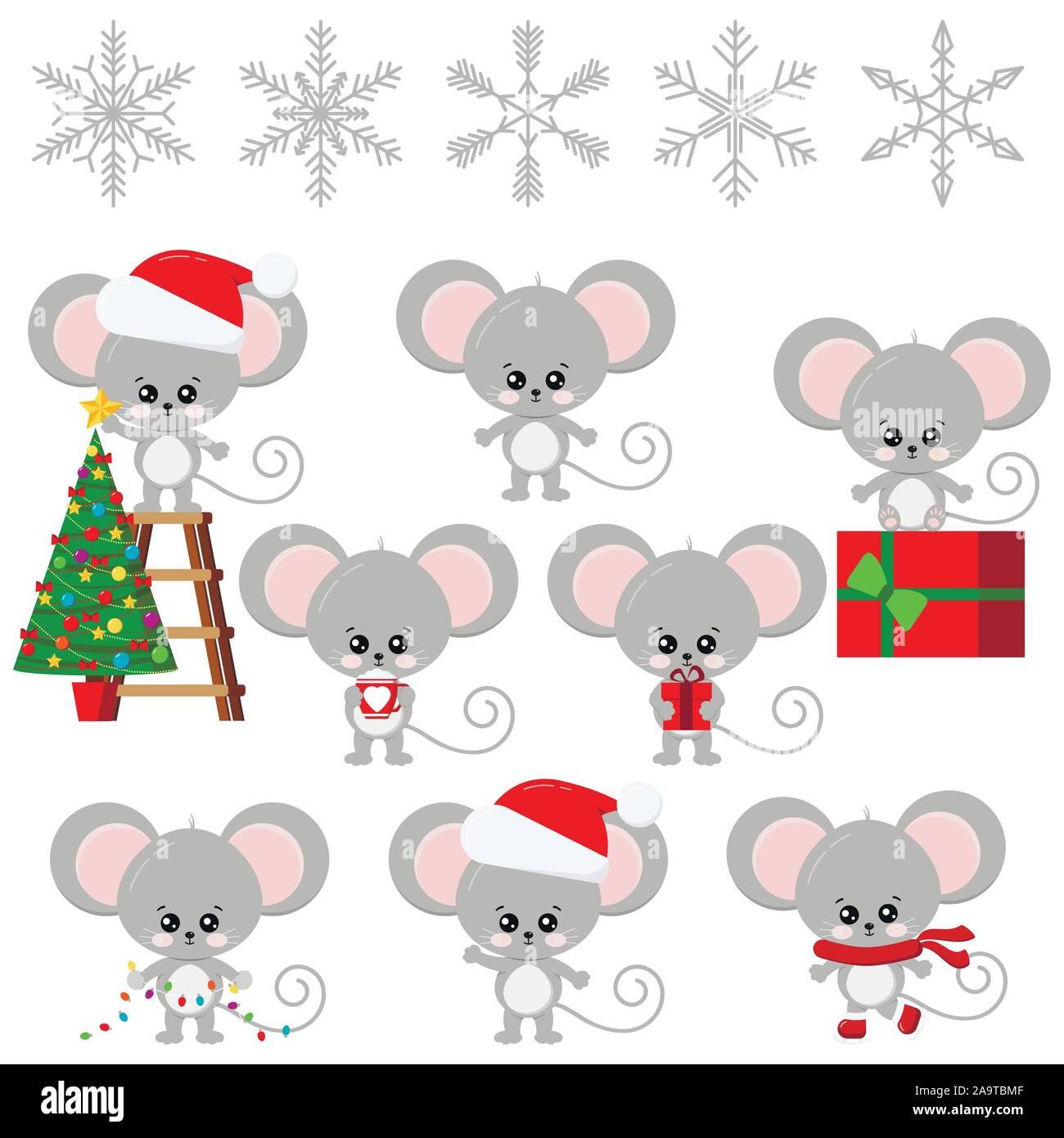 Süße Maus neues Jahr Symbol, süße und lustige Cartoon Baby Kind Zeichen auf weißem Hintergrund. Stock Vektor