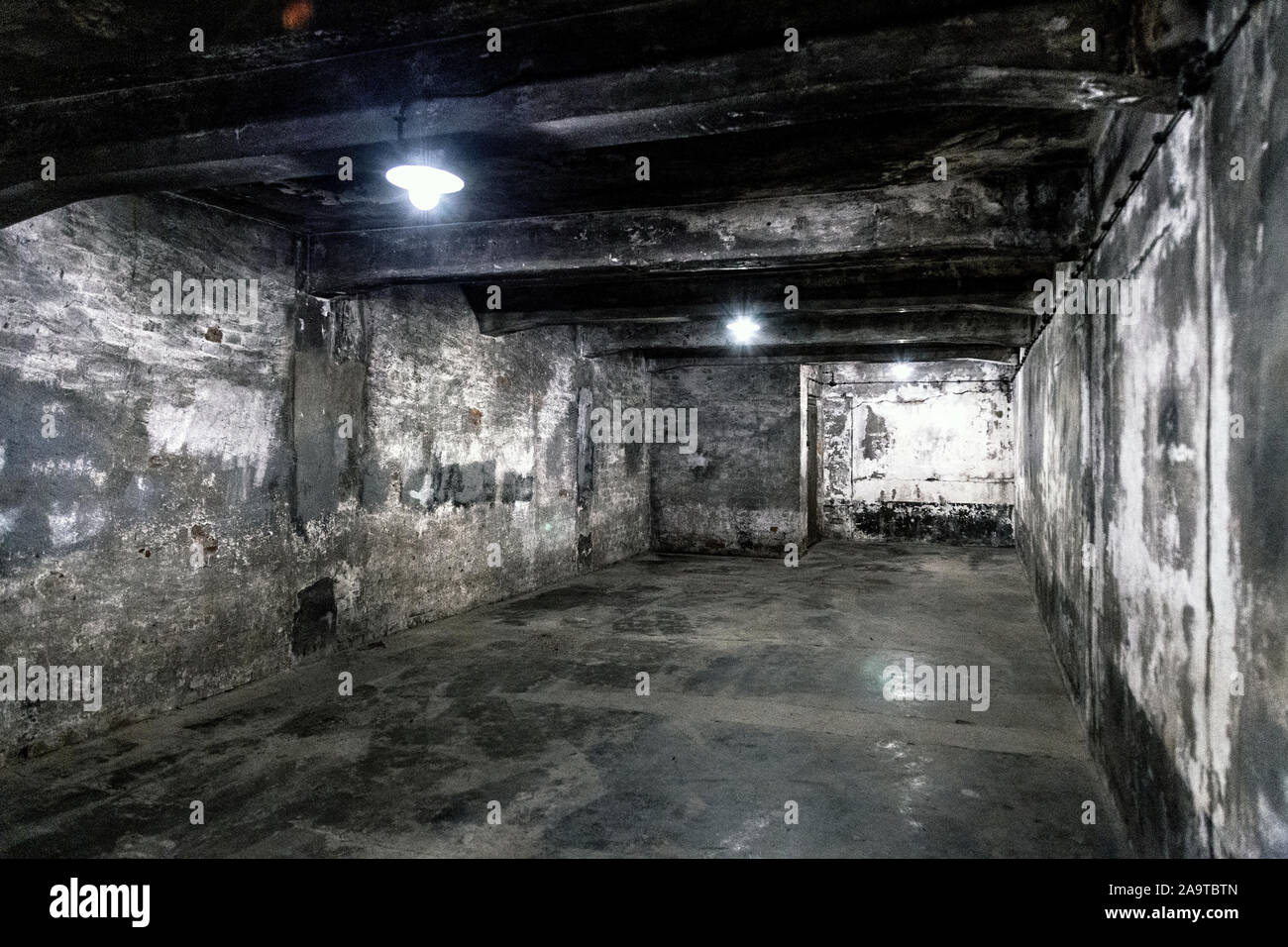 Innenraum der Gaskammer in Auschwitz I, Polen Stockfoto