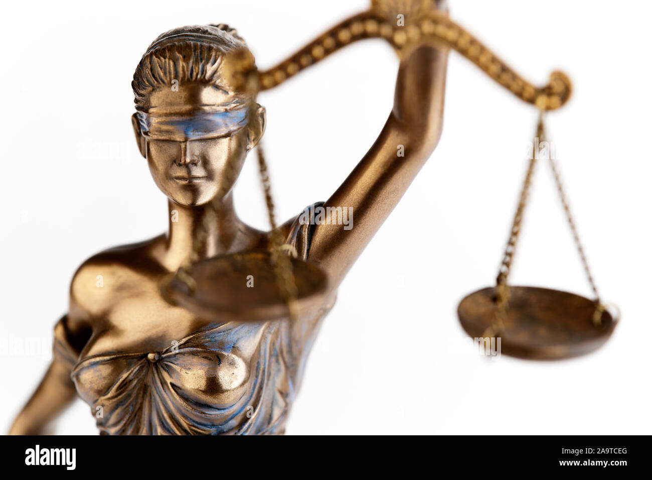 Bronze Themis Statue - Symbol der Gerechtigkeit Stockfoto
