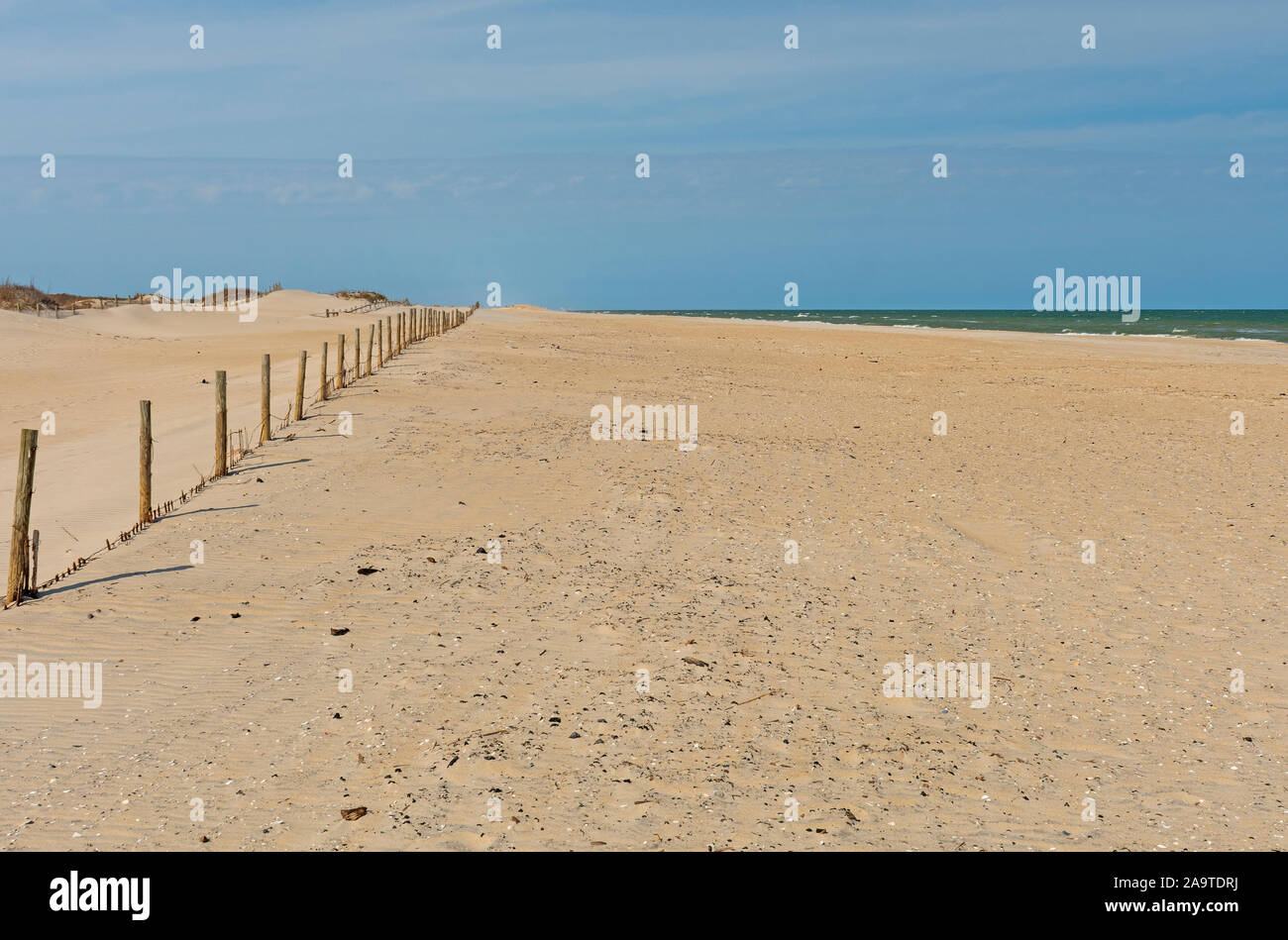 Einsamer Strand im Frühjahr auf der Assateague National Seashore in Maryland Stockfoto