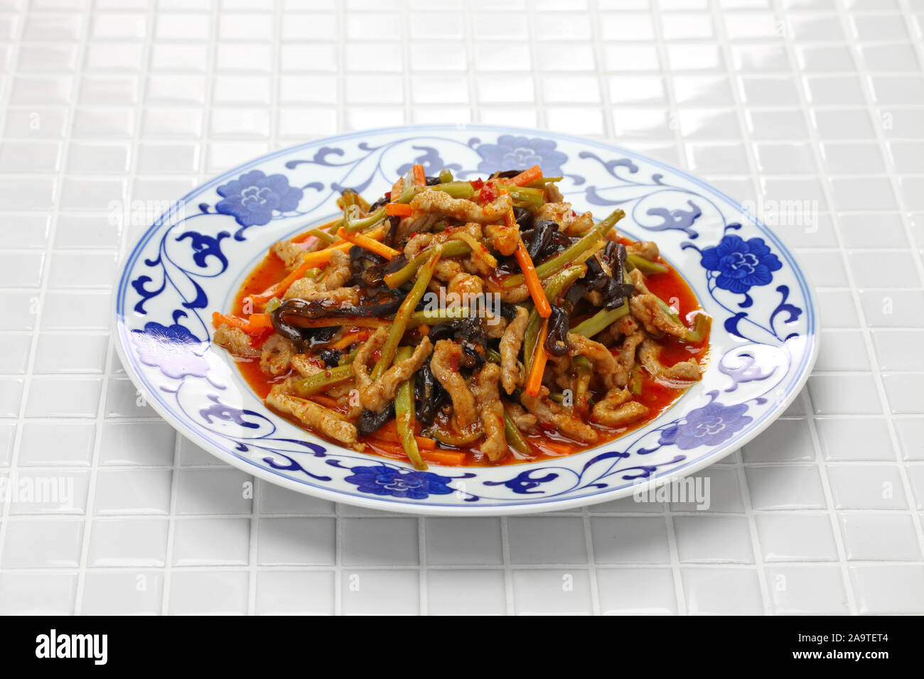 Yu Xiang rou Si, Sichuan zerkleinertem Schweinefleisch, chinesische Küche Stockfoto