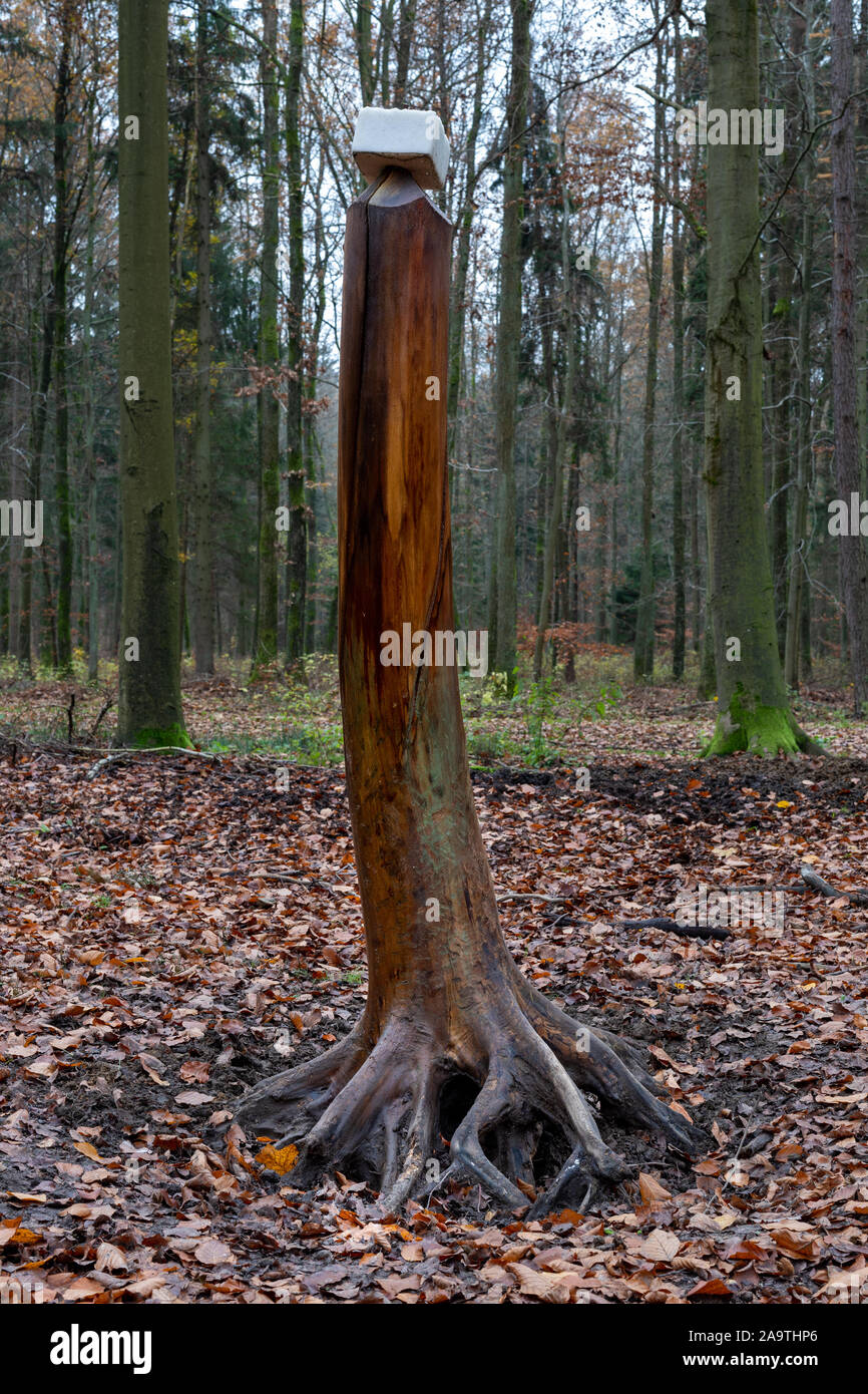 Salzleckstein für Tiere. Futterplatz für Wild. Herbst Saison. Stockfoto
