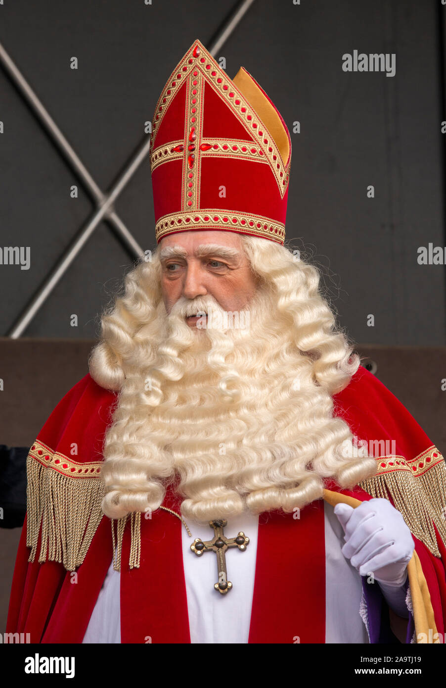 ENSCHEDE, Niederlande - 16.November 2019: Portrait des niederländischen Weihnachtsmanns interklaas' genannt. Stockfoto
