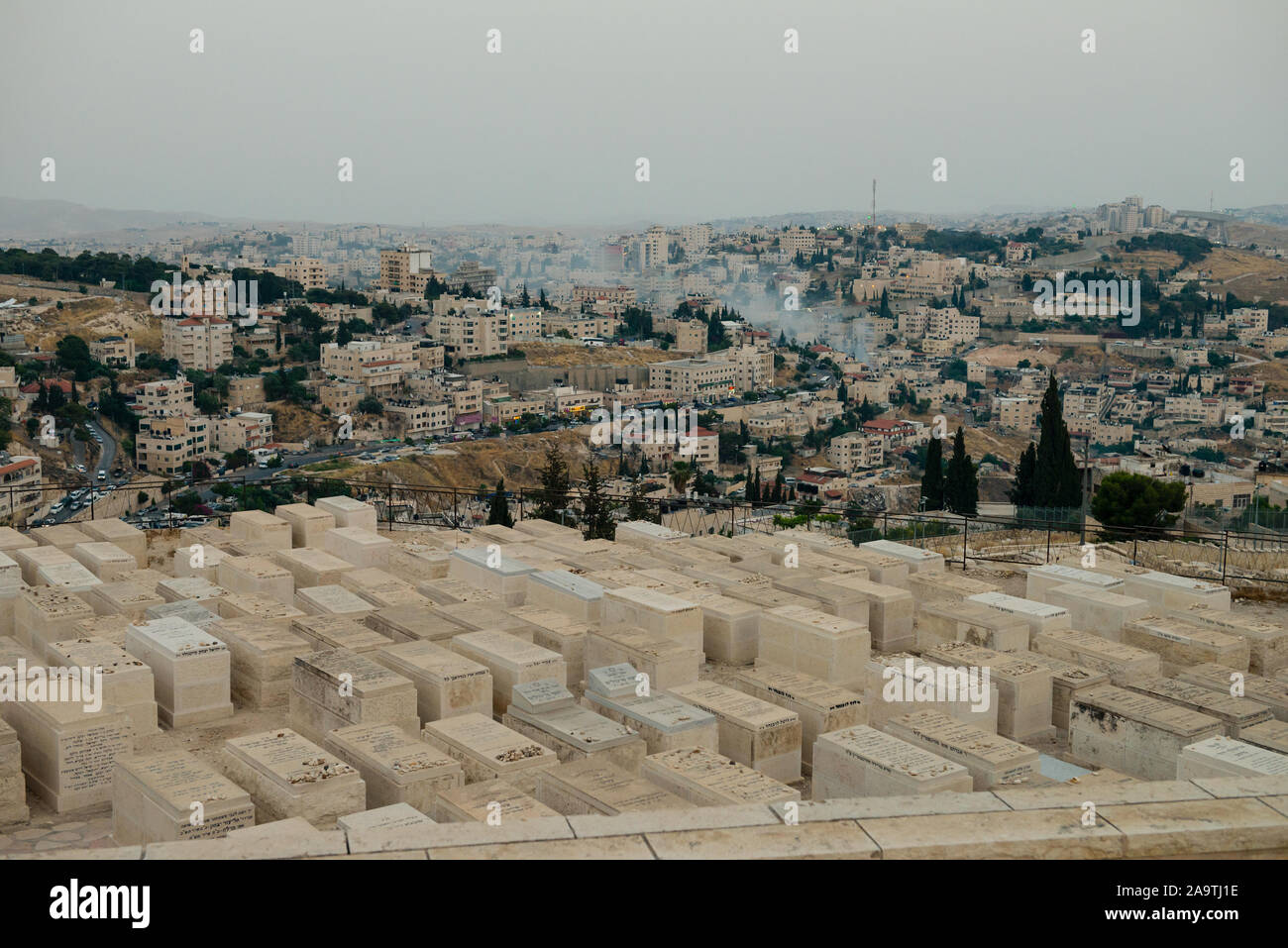 Blick vom Ölberg in Jerusalem. Stockfoto