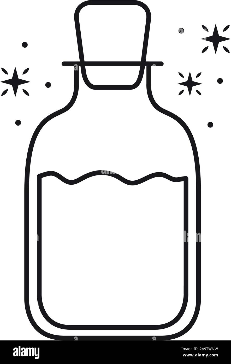 Potion bottle Liebe fantasy Line Design Vector Illustration Stock Vektor