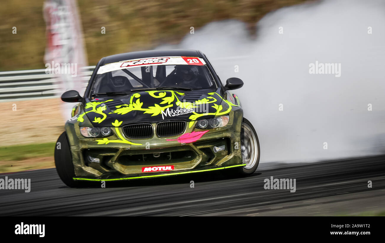 Oschersleben, Deutschland, 31. August 2019: Clemens Kauderer Fahren seines BMW E92 während der Drift Kings Europa Runden 6 Deutschland in Oschersleben. Stockfoto