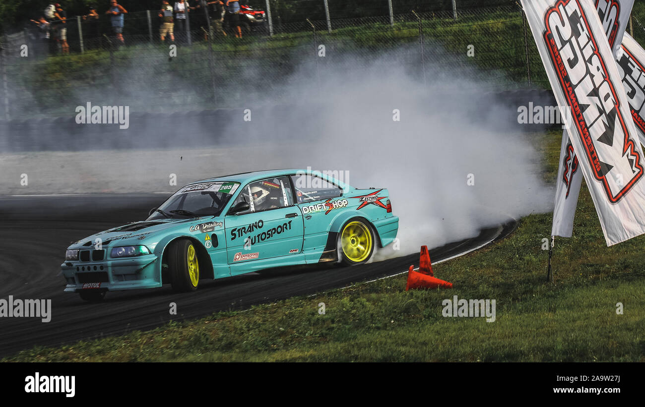 Oschersleben, Deutschland, 30. August 2019: Alexandre Strano auf BMW E36 M3 Turbo von strano Autosport während der Drift Kings International Serie Stockfoto