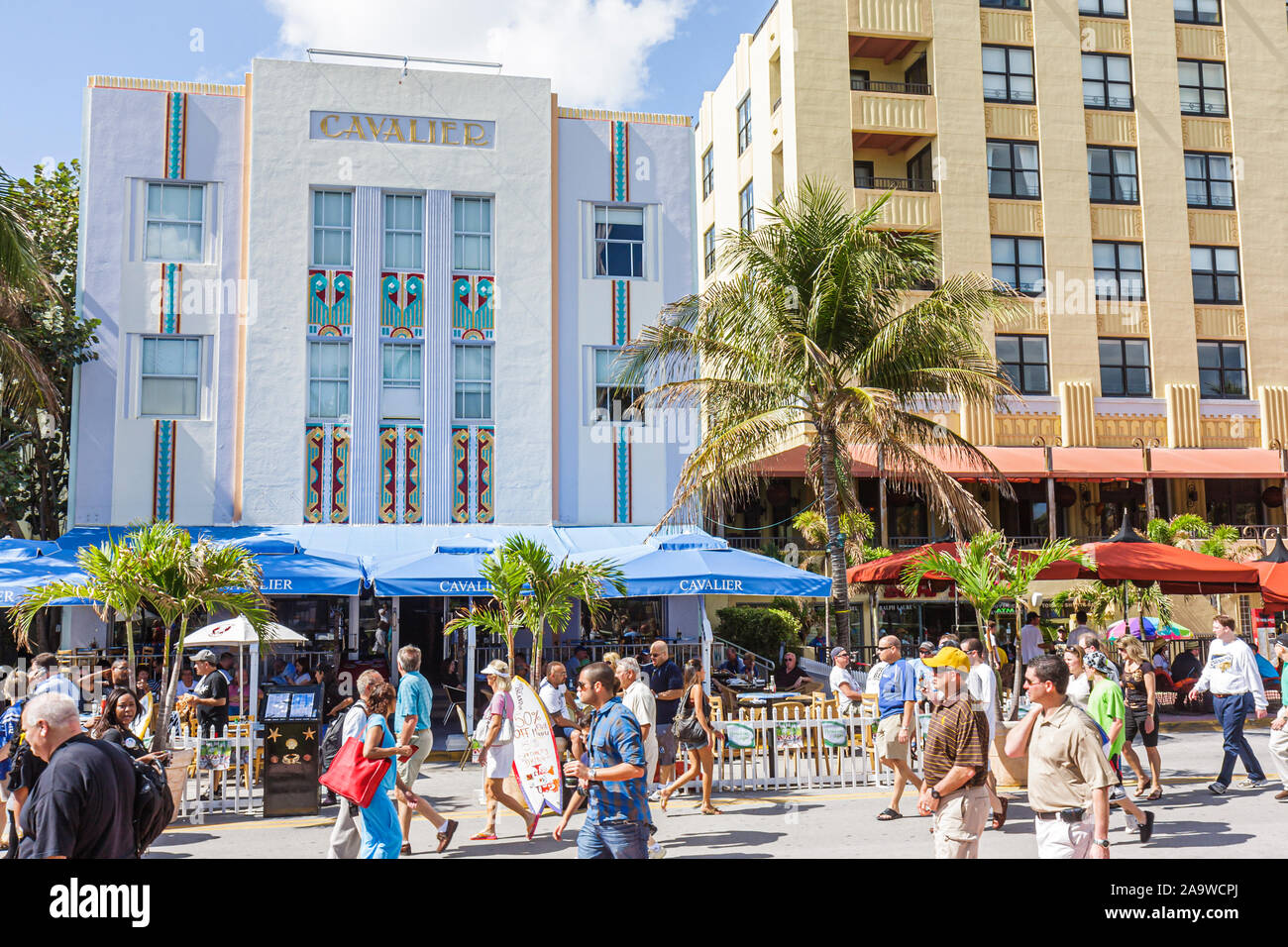 Miami Beach, Florida, Ocean Drive, Super Bowl XLIV Week, NFL, Football, Cavalier, Hotel, FL100207144 Stockfoto