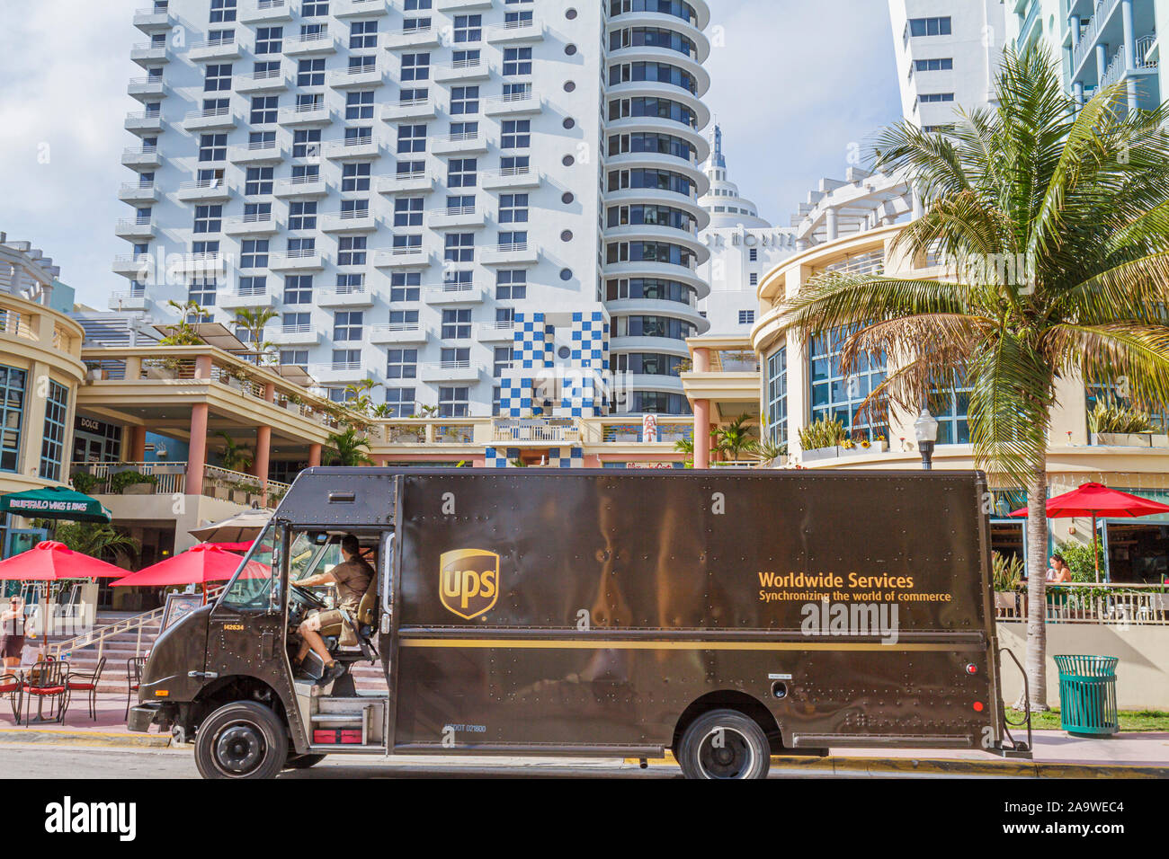 Miami Beach, Florida, 15th Street, UPS, Lieferung, Lieferwagen, LKW, FL100331005 Stockfoto