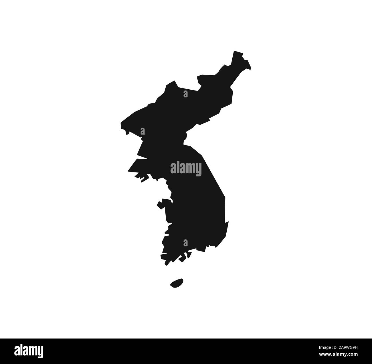 Nord-, Süd Korea Karte auf weißem Hintergrund. Vector Illustration. Stock Vektor