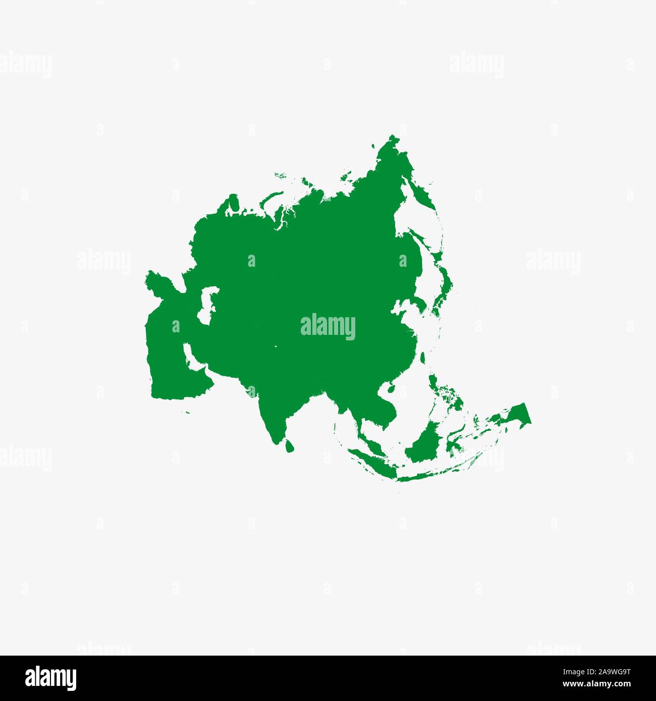 Asien auf weißem Hintergrund, Vector Illustration. Grün Stock Vektor