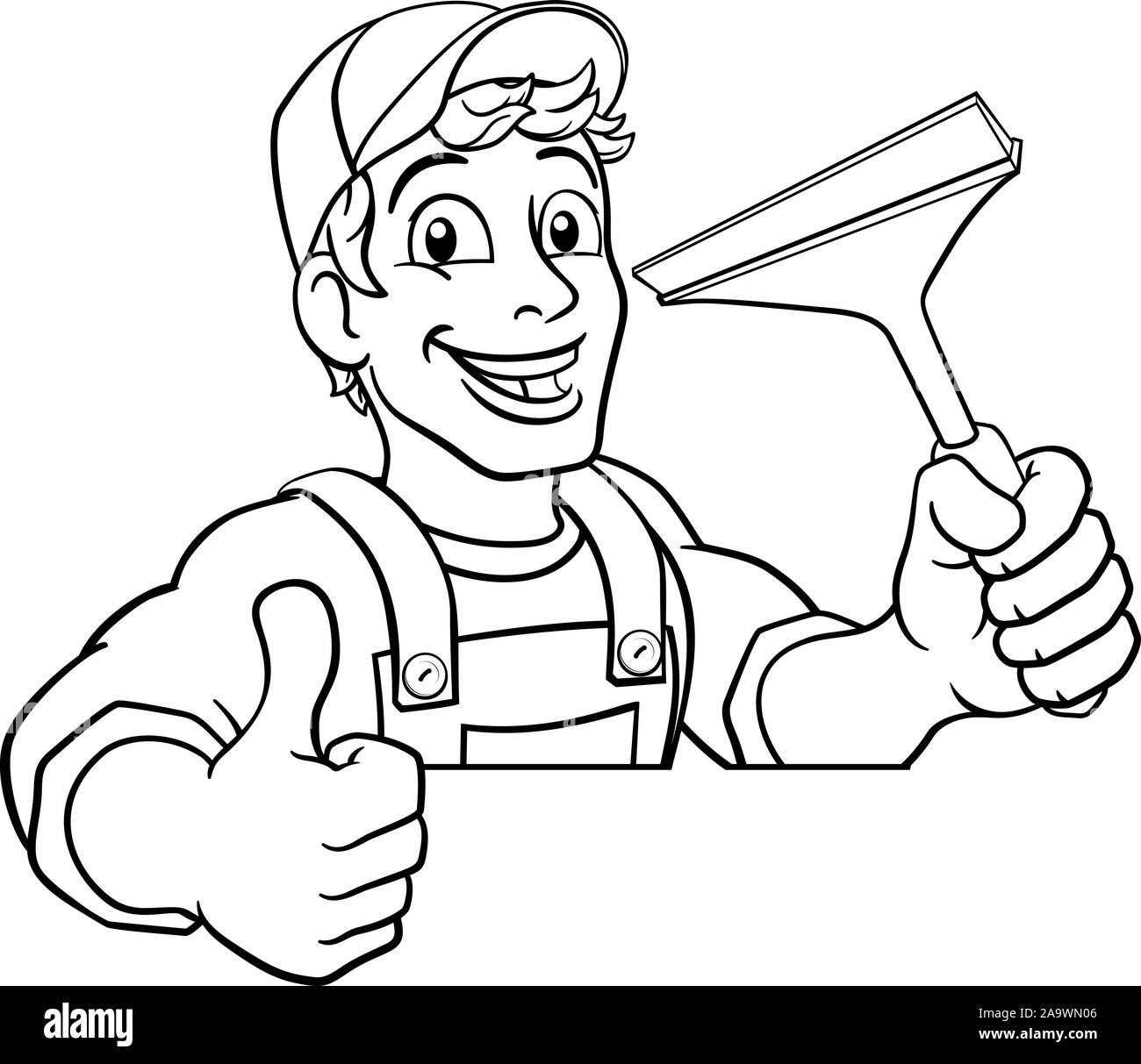 Cartoon Fensterreinigung Squeegee Car Wash Reiniger Stock Vektor