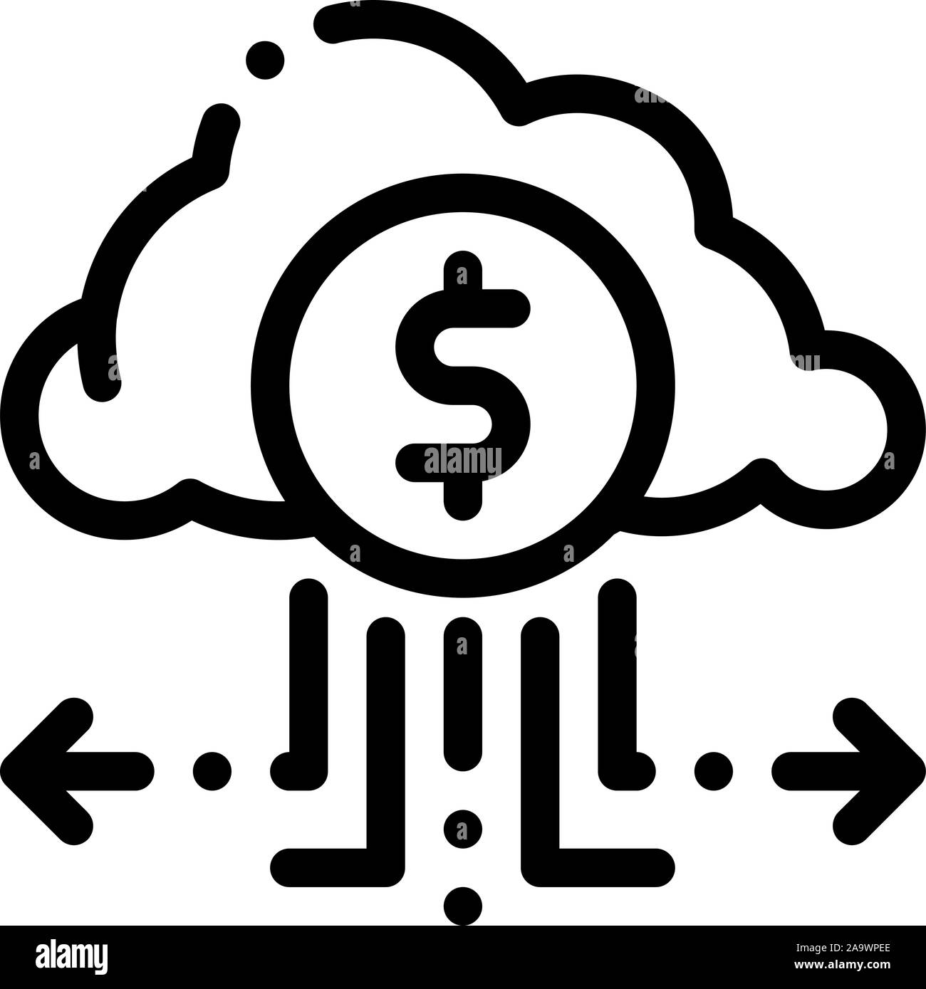Kostenlos Geld durch Cloud Storage Symbol Vektor Kontur Abbildung Stock Vektor