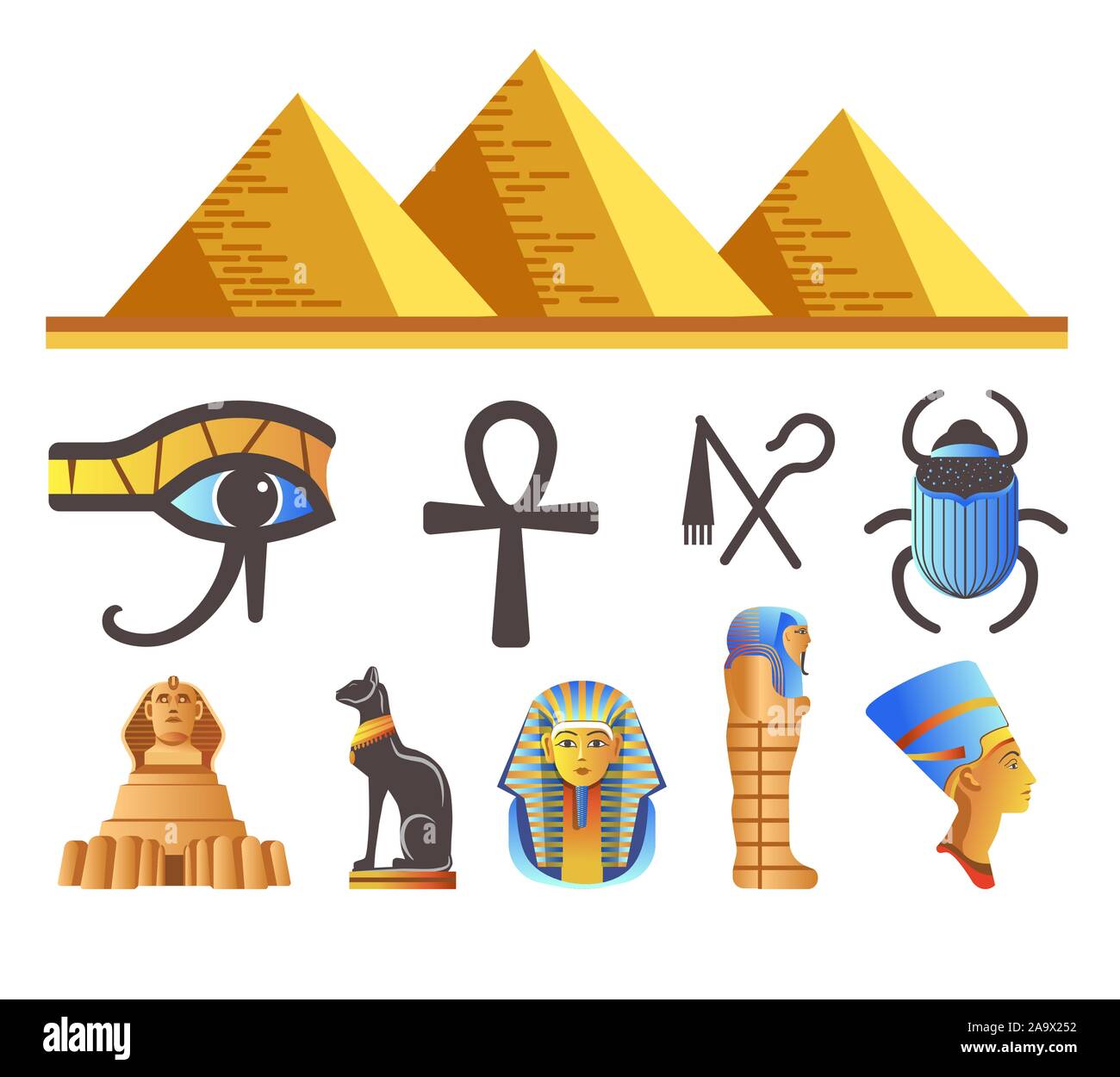 Agyptische Pyramiden Und Pharaonen Agypten Symbole Und Wahrzeichen Isoliert Symbole Stock Vektorgrafik Alamy