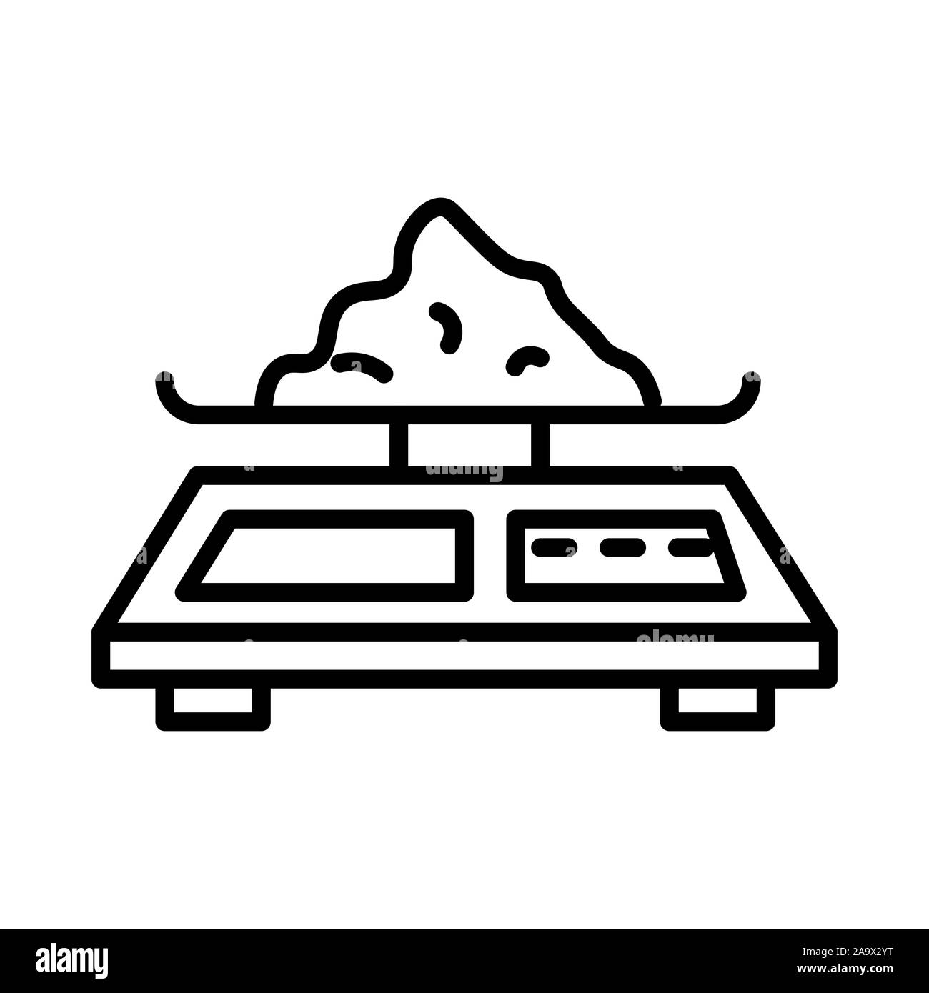 Erde heap auf Skalen oder Waage isolierte lineare Symbol Stock Vektor