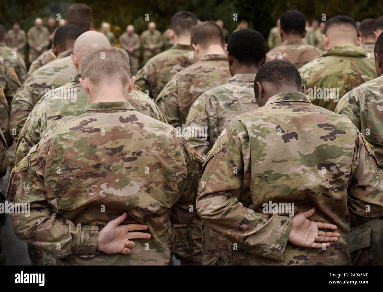 US-Soldaten. US-Armee. US-Soldaten beten. Militär der USA. Memorial Day. Stockfoto
