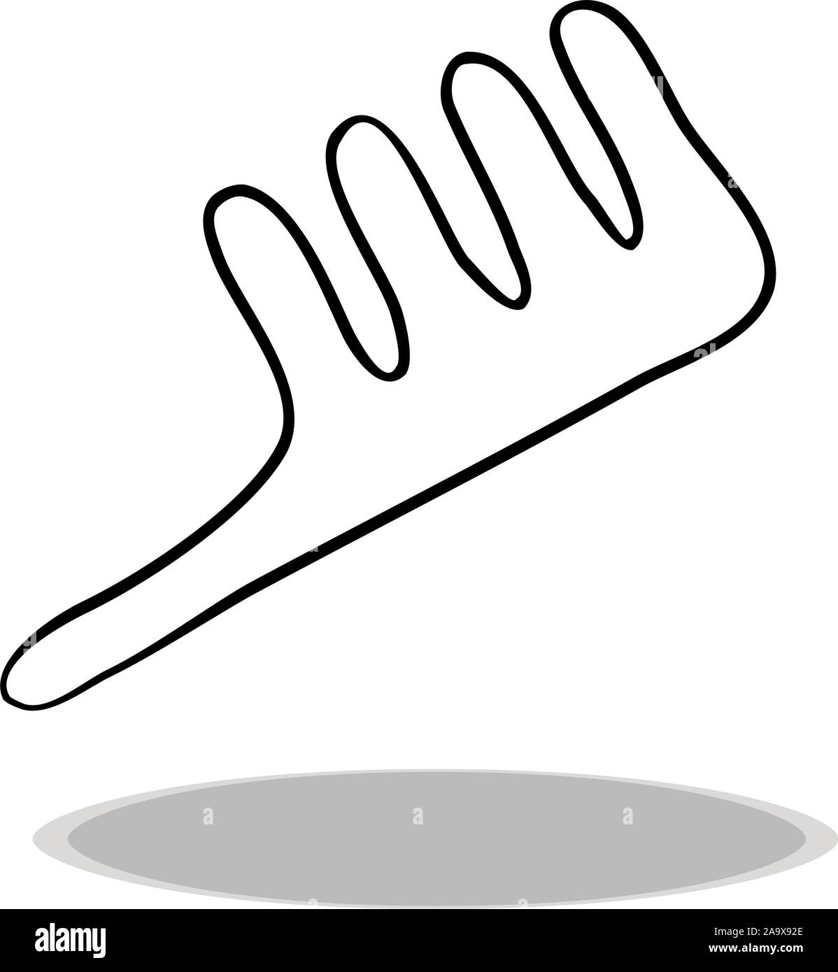Kamm Symbol auf weißem Hintergrund, flache Bauform, Hand zeichnen. Abbildung: Zubehör, Kontur von Symbol Stock Vektor