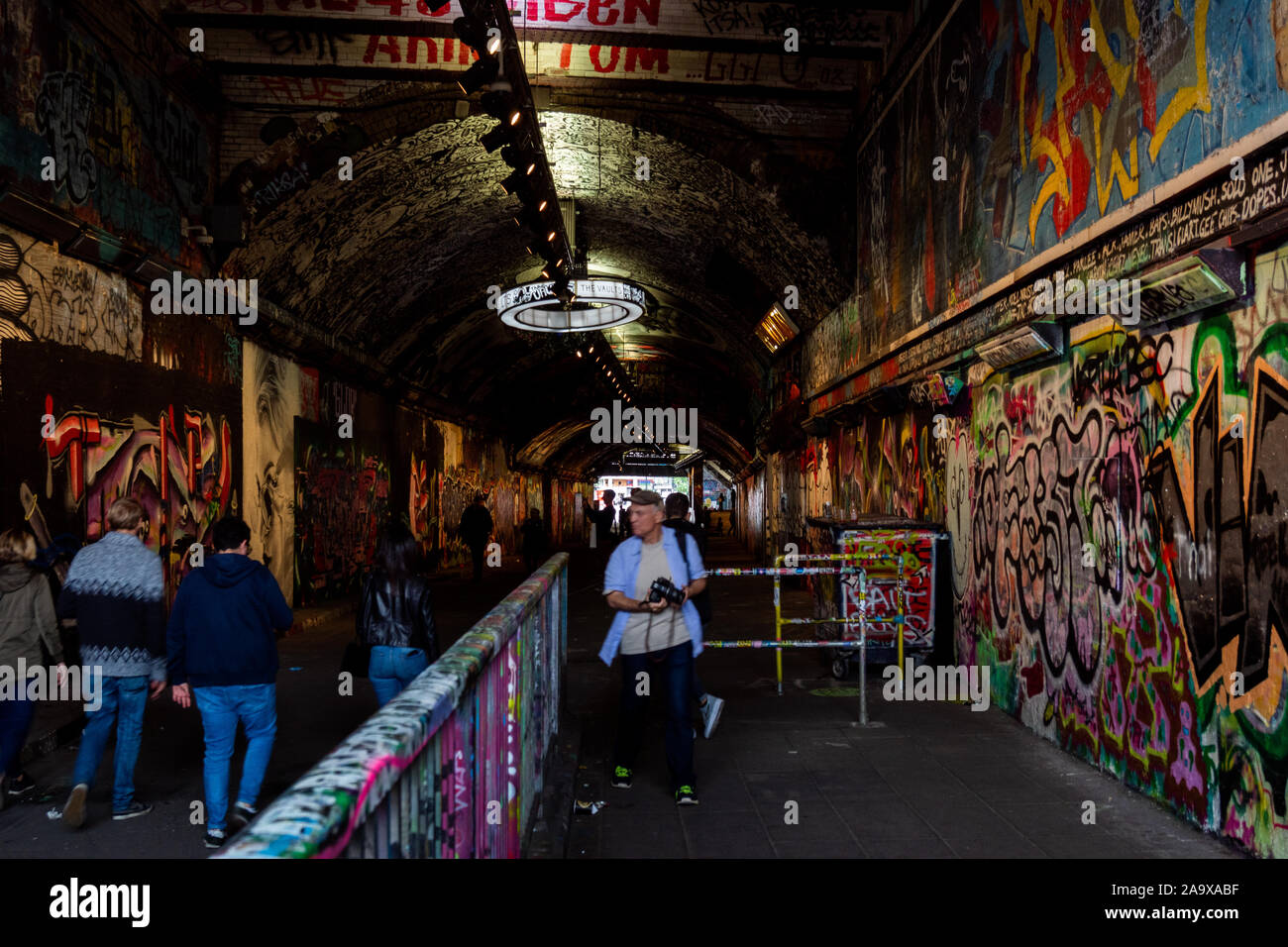 Street Art in Leake Straße Tunnel, Waterloo, London Stockfoto