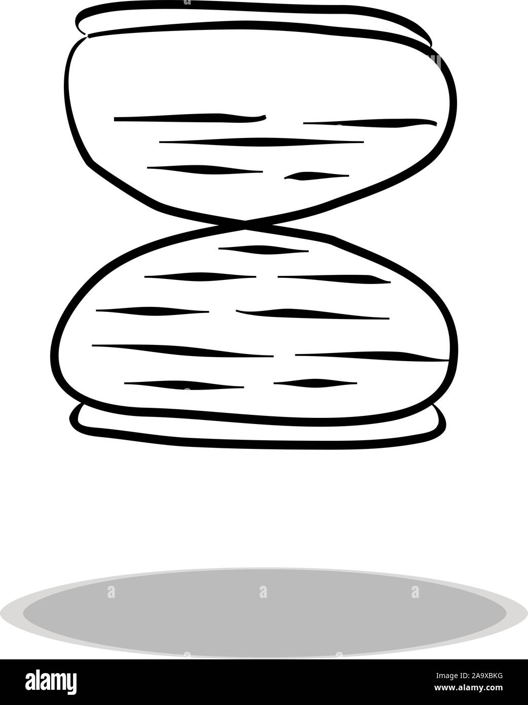 Sanduhr auf weißem Hintergrund, flache Bauform, Hand zeichnen. Abbildung: Zeit, Kontur von Symbol Stock Vektor