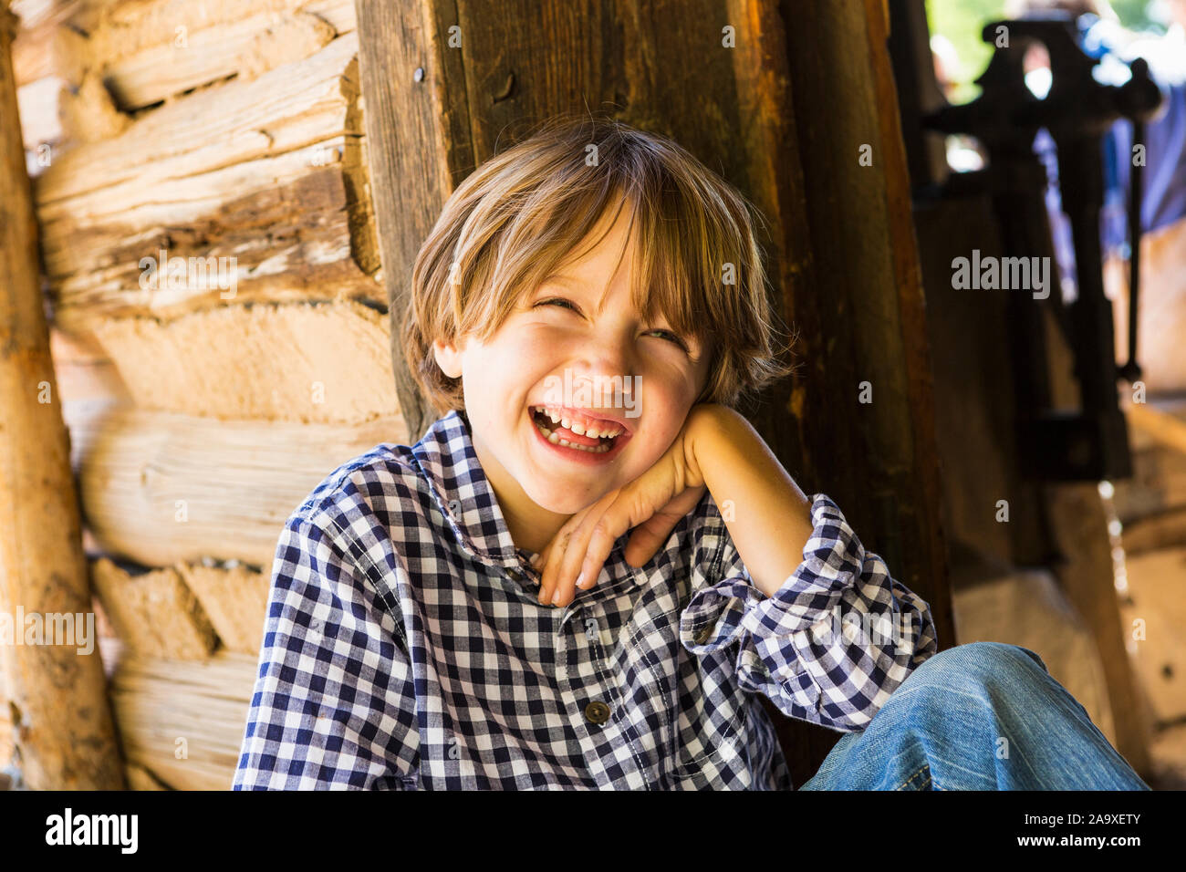 Porträt eines 6 Jahre alten Jungen Stockfoto