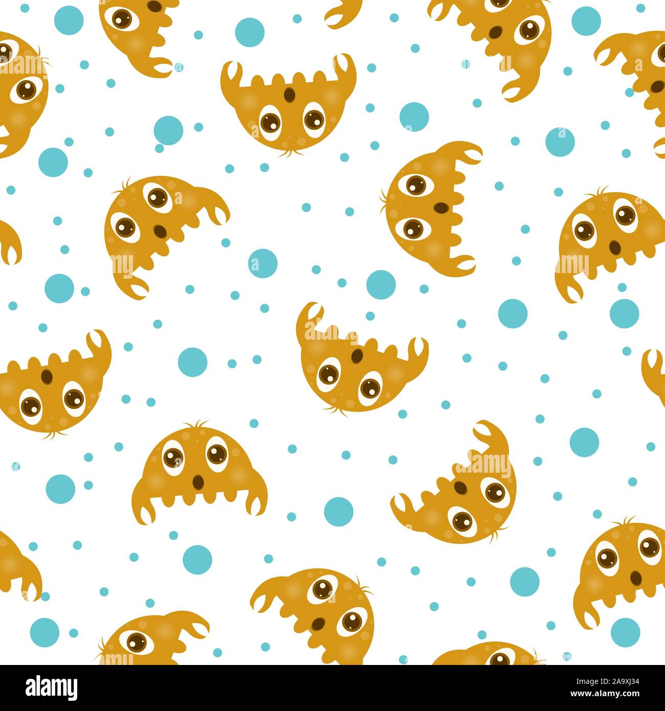 Nahtlose spaß Hintergrund mit cartoon Krabbe. Lösung für Textilien, Verpackung, Papier drucken, einfache Hintergründe und Textur. Stock Vektor