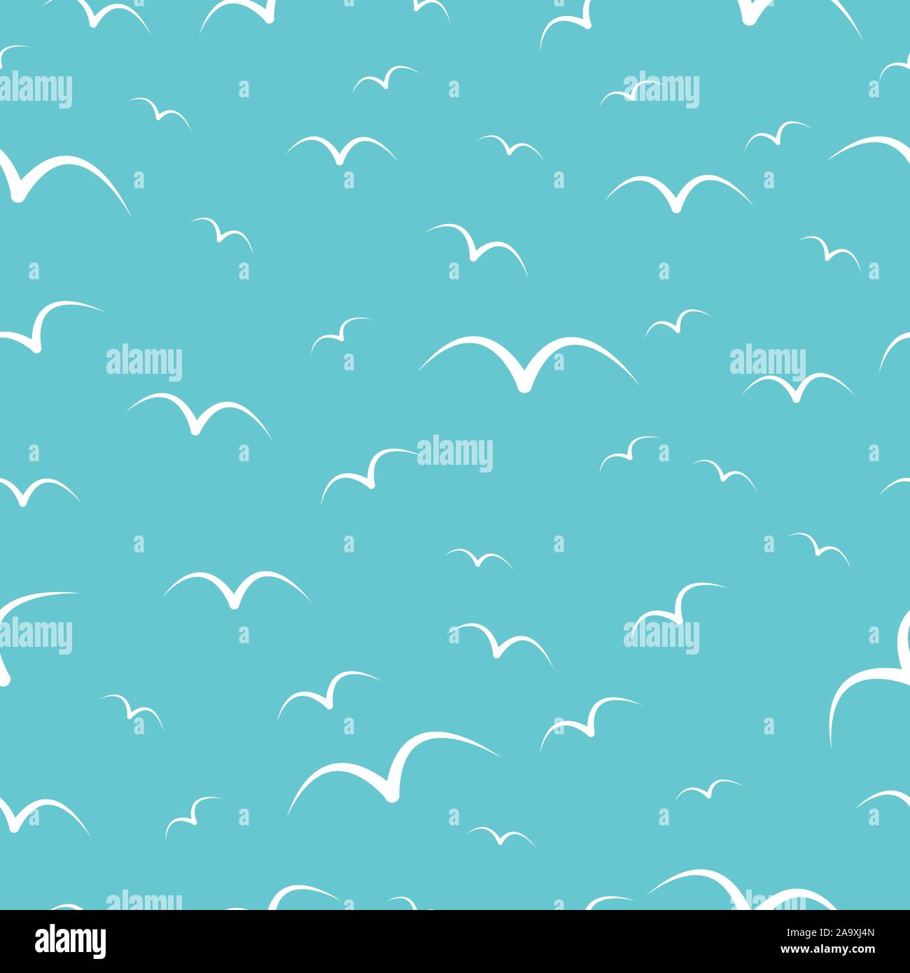 Nahtlose Hintergrund mit Möwen. Lösung für Textilien, Verpackung, Papier drucken, einfache Hintergründe und Textur. Stock Vektor