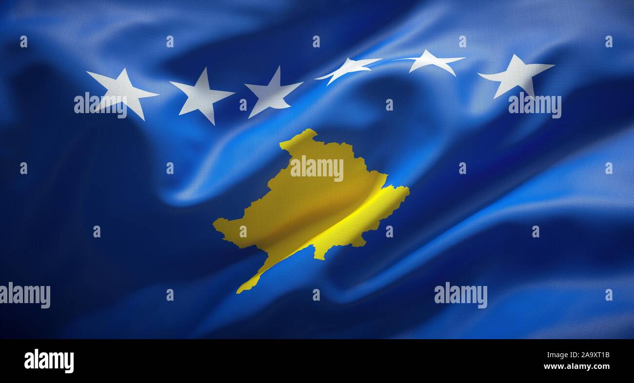 Offizielle Flagge der Republik Kosovo. Stockfoto