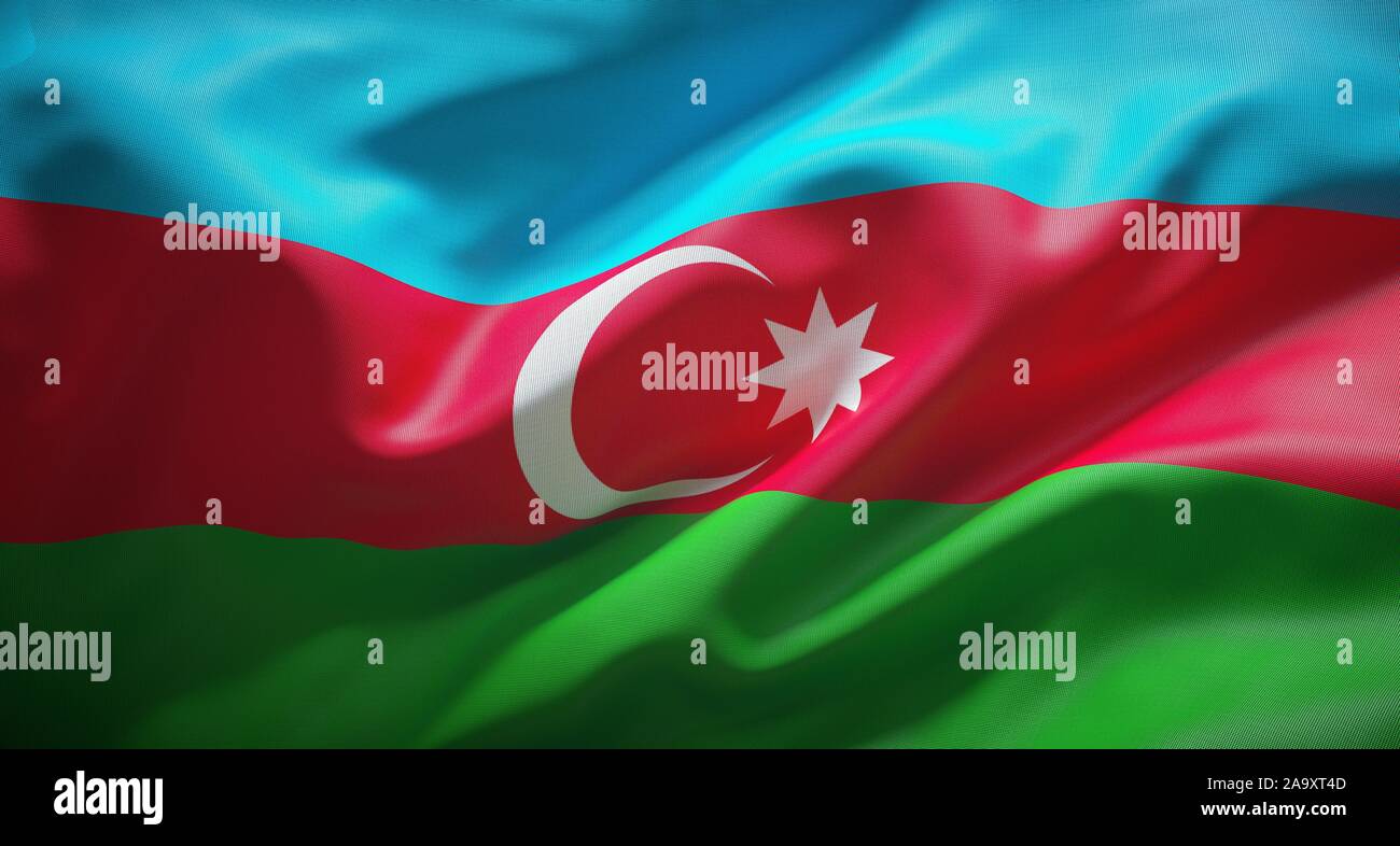 Offizielle Flagge der Republik Aserbaidschan. Stockfoto