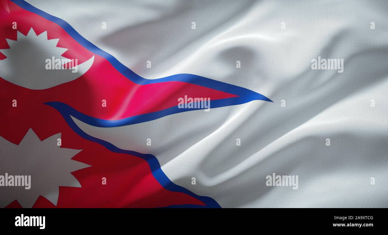 Offizielle Flagge der Demokratischen Bundesrepublik Nepal. Stockfoto