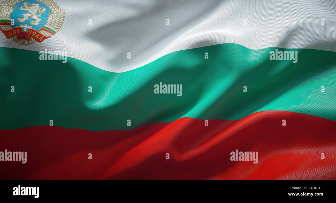 Offizielle Flagge der Republik Bulgarien. Stockfoto