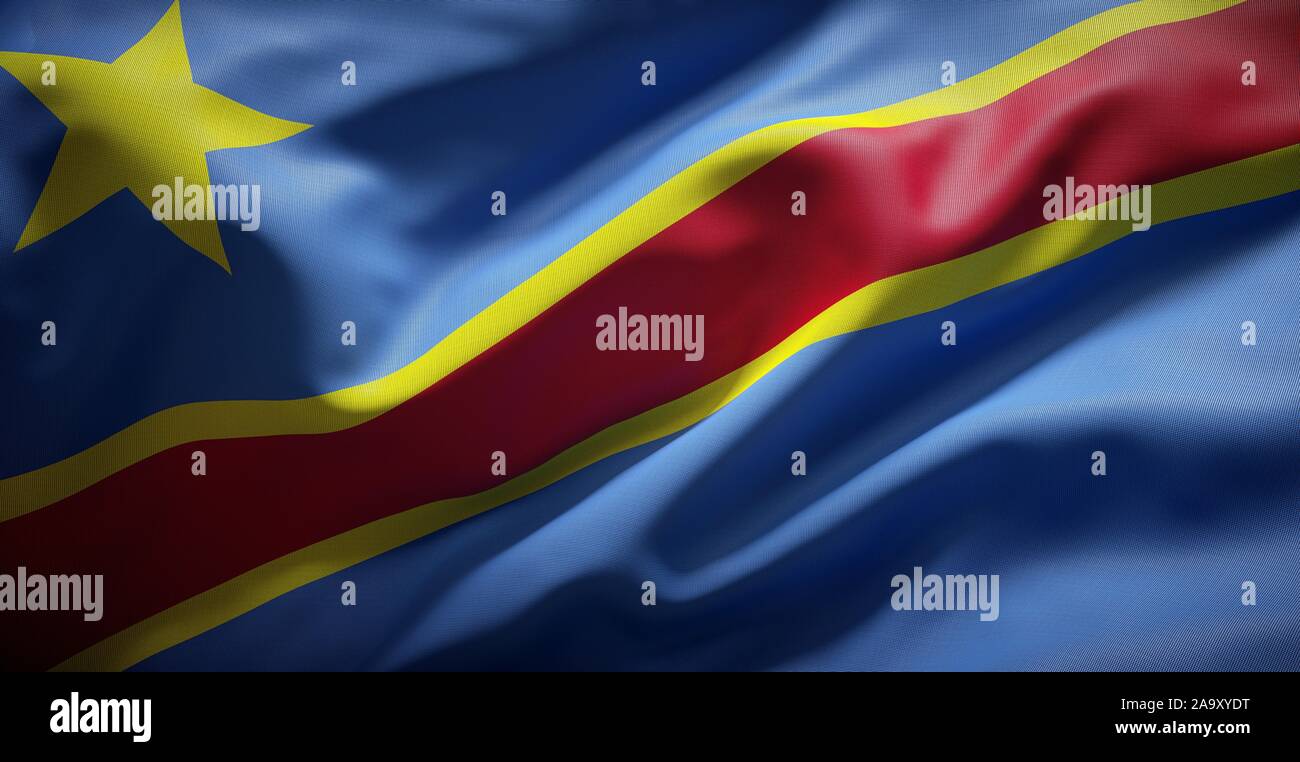 Flagge der Demokratischen Republik Kongo. Stockfoto