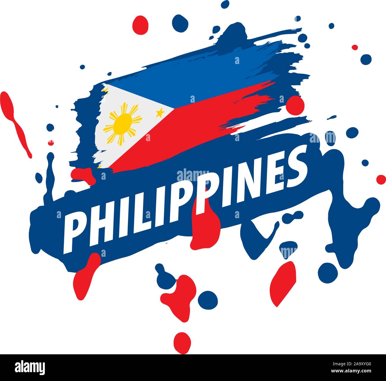 Philippinen Flagge, Vector Illustration auf weißem Hintergrund Stock Vektor