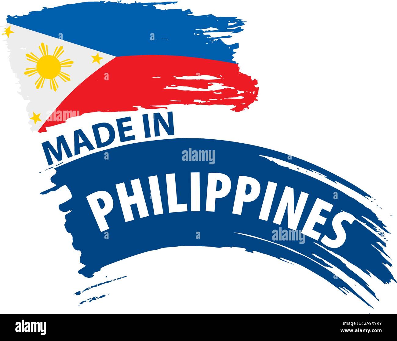 Philippinen Flagge, Vector Illustration auf weißem Hintergrund Stock Vektor